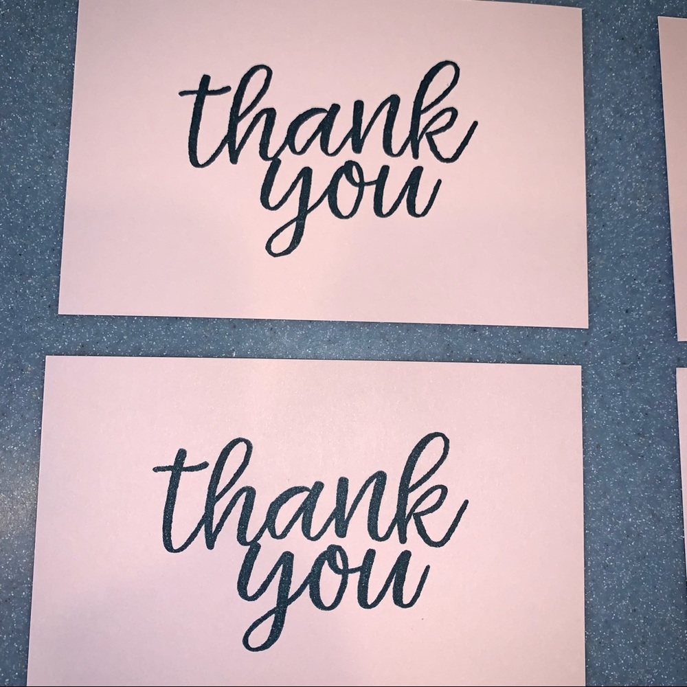 💕NEW! 20 Simple Pink Hand Stamped Thank You Cards - Picture 11 of 13
